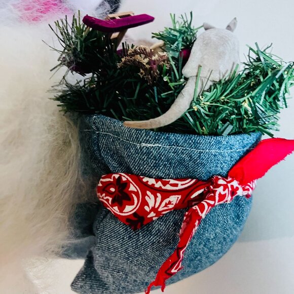 1997 Texas Santa Clause Sitter Posable Peppers Cowboy Hat Armadillo Handmade 24" - Picture 6 of 13